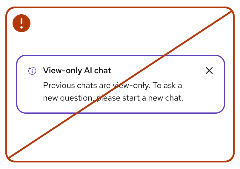 Crossed out info alert with "View-only AI chat" message